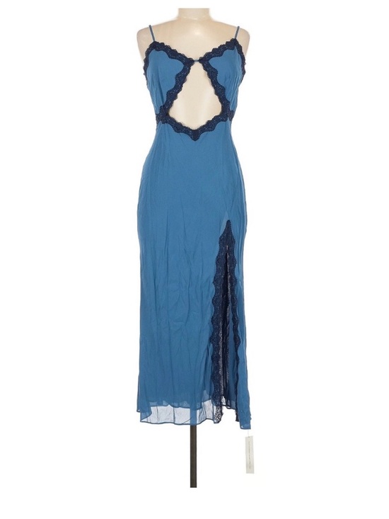 Reformation Dresses & Skirts - Reformation Blue Lace-Trim Slip Dress